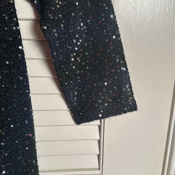 Joan Boyce Cardigan Blue/Black Stripe with Sequins Medium NWT - Picture 8 of 10